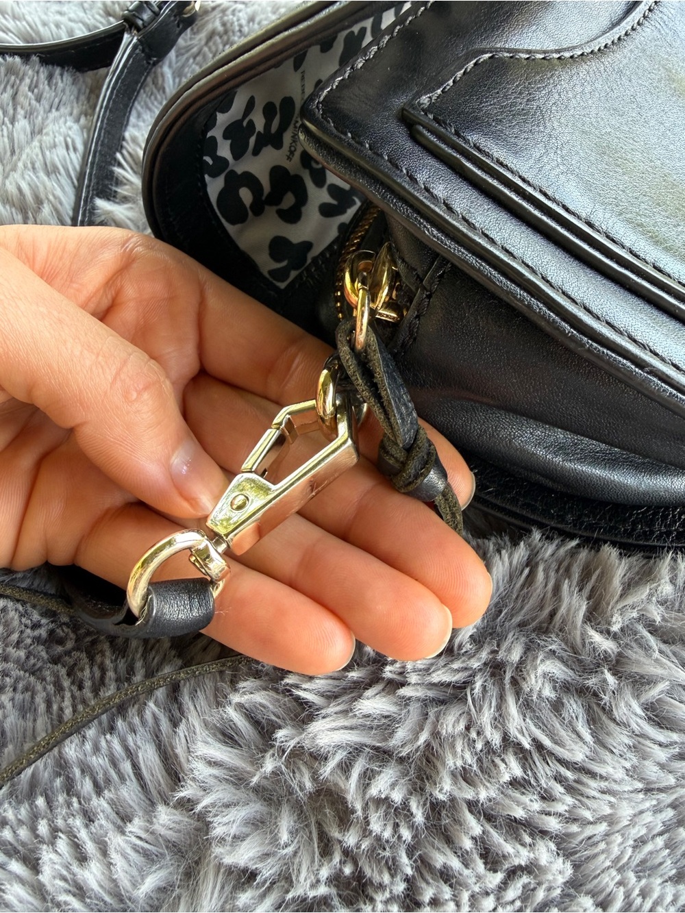 Rebecca Minkoff Mini Suki Black Leather Crossbody Bag with Tassel Accent - Picture 10 of 13